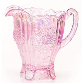 Water Pitcher - Dahlia Pattern - American Made - Mosser Glass USA (Passion Pink Carnival)