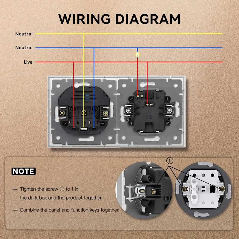 BSEED Light Switch with Socket USB C Matt, 20 W