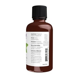 NOW Aceites esenciales, aceite de orégano, aroma reconfortante para aromaterapia, destilado al vapor, 100% puro, vegano, gorra resistente a los niños,