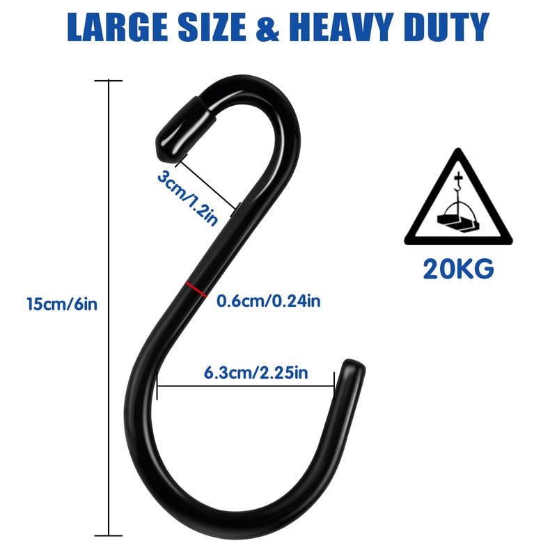Bolatus Pack of 6 S Hooks Large 6 inches /