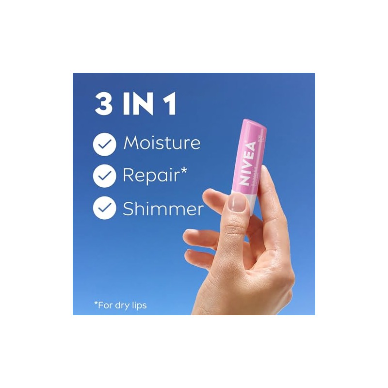 NIVEA Shimmer Lip Care, Moisturizing Lip Balm Stick with Shea