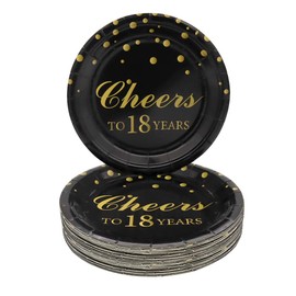 Pandecor 18th Birthday Party Supplies,50 PCS Cheers to 18 Years Disposable 7 Inch Paper Plates Dessert Plates for 18 Years Anniversary Party