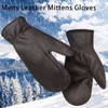 Harssidanzar mens Lambskin Leather Mittens Gloves Thermolite Lined GM033,Brown,Size M
