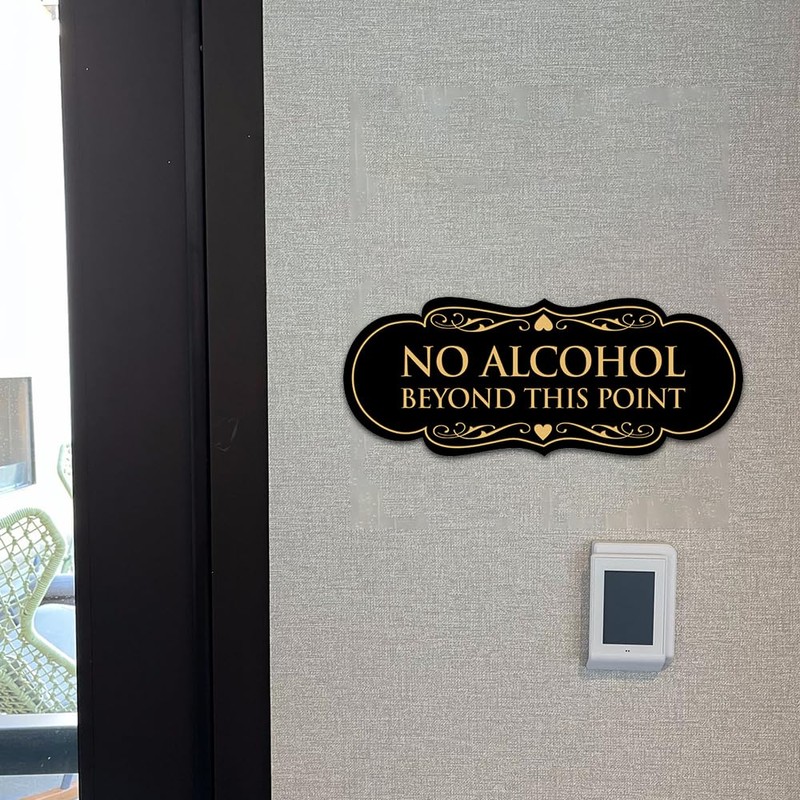 Signs ByLITA Designer No Alcohol Beyond This Point Sign(Black) -