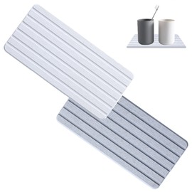 Water Absorbent Stone, Rectangular Absorbent Coaster, Absorbent Coasters Made of Diatomaceous Earth, Quick Drying and Versatile, for Kitchens, Bathrooms, Sinks (White, Grey)