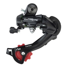 RD-TZ500 Tourney Rear Derailleur, Bracket Included, Red, 6 Speed