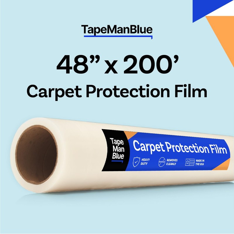 TapeManBlue Carpet Protection Film, 48 inch x 200 feet, Made