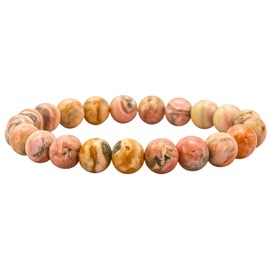 Amazing Gemstone Rhodochrosite Bracelet, Gifts For Men & Women - Protection Healing Crystal - 8mm Gemstone Beaded Stretchable Bracelet, Pulseras Para Hombres Mujer Stocking Stuffers
