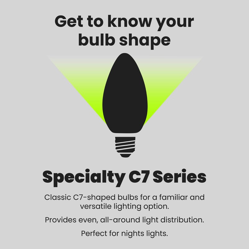 Feit Electric C7 Indoor LED Night Light Bulbs, 7W Equivalent,