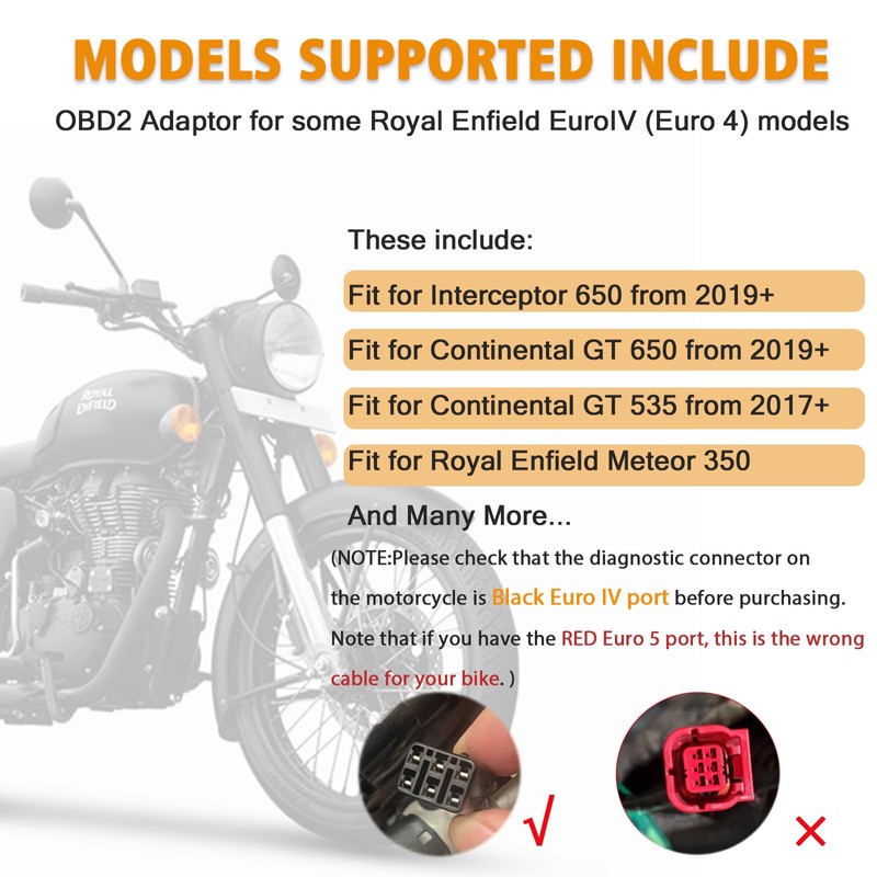 AMHTDOL Obd2 Adapter for Royal Enfield Motorcycle 6 Pin to