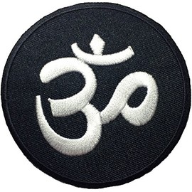 Papapatch Aum Om Ohm Hindu Hindi Hinduism Yoga DIY Costume Design Symbol Embroidered Sew on Iron on Patch (IRON-OM-BLACK)