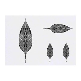 4 x 'Vintage Feather' Temporary Tattoos - Water Resistant, Skin-Safe, Non-Toxic Transfers, Mixed Sizes (TO00084848)