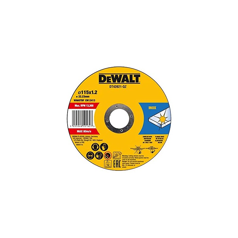 DT43921 Metal Cut Off Disc 115 x 1.2 x 22.23mm
