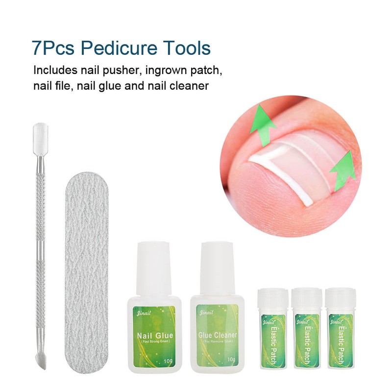 7Pcs Pedicure Ingrown Toenail Correction Recover Tool Set Nail Pusher