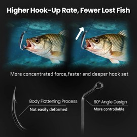 FishTrip 60 Degree Jig Hooks, Long Shank Aberdeen Hooks for Jig Making