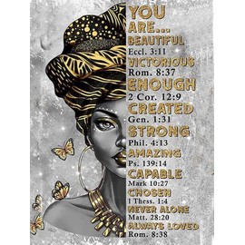 DIY 5D Diamond Painting Kits for Adults Full Drill Diamond Painting African American Wall Art Black Queen Butterfly for Home Wall Decor 11.8x15.8 inch