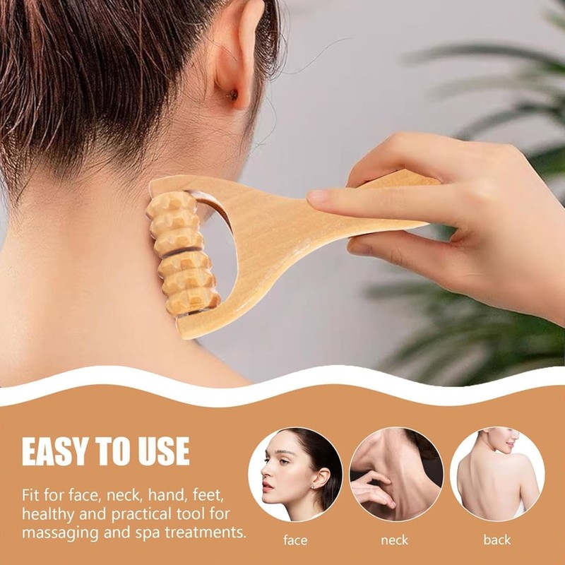 PXLAATY 2 Pcs Wooden Hand Roller Massager Back Massage Roller