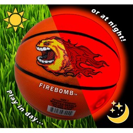 FIREBOMB LED Basketball - Rechargeable Light-Up Basketball for Nighttime Fun, Rubber Size 7, Orange Sports Ball for All Ages