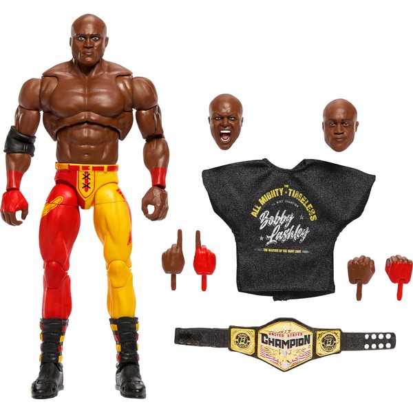 Mattel WWE Ultimate Edition Action Figure & Accessories, 6-inch Bobby Lashley Collectible Set, Swappable Heads & Hands, Entrance Gear & 30 Articulation Points, HWP52