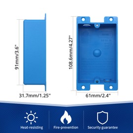 YQXIUTE Old Work Box 1 Gang, Shallow Electrical Outlet Box, Blue Shallow PVC Plastic Wall Box, 8 Cubic Inch, ETL Certified, for Office, Renovation & Temporary Installations (12 Pack)