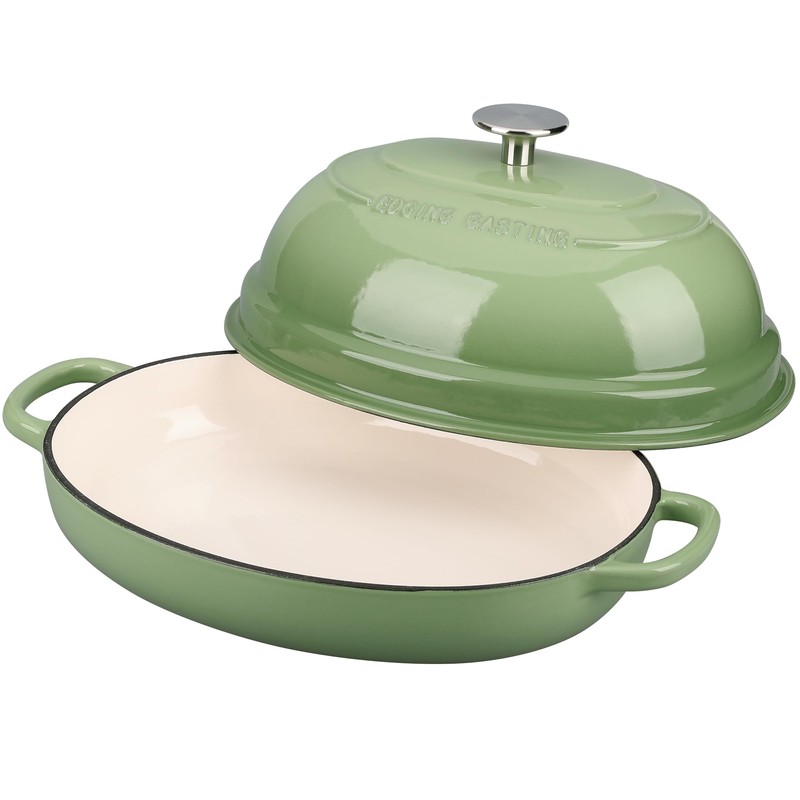 EDGING CASTING Enameled Oval Cast Iron Dutch Oven Pot with