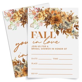 Weifuju Fall in Love Bridal Shower Invitations, Fall Autumn Bridal Shower Invitations Bride To Be Invite Cards, 20 Invites with Envelopes (4"x6")