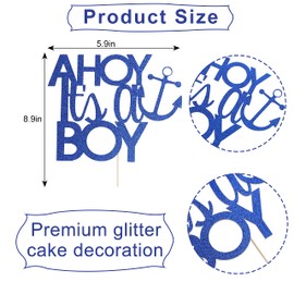 Decoración para pastel de bebé con purpurina para decoración de tartas, texto en inglés "It's A Boy", para decoración de tartas, bandera de pastel con texto en inglés "It's A Boy", accesorios para cabina de fotos, ideas únicas para baby shower
