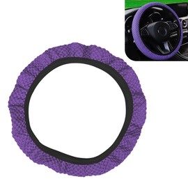 Zikefest Elastic Stretch Steering Wheel Cover, 15 Inch Soft Ice Silk Steering Wheel Protector, Microfiber Breathable Non Slip Driving Wheels Covers, Auto Interior Accessories for Car, SUV(Purple)