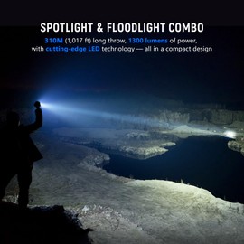 Galaxyman EDC Flashlight Rechargeable,1300 Lumen and 310M Long Throw LED Compact Pocket Flash Light with Magnetic Base, Waterproof Small Powerful Lighting for Camping, Hiking and Home Use-Green