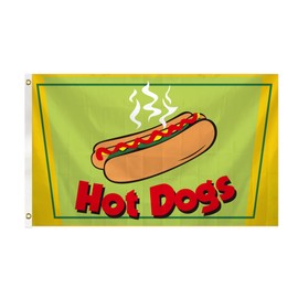 3 x 5 Ft Hot Dogs Flag Business Concession Stand Sign Banner Food Tent Snack Bar Sign Concession Advertising Cafe Parlor
