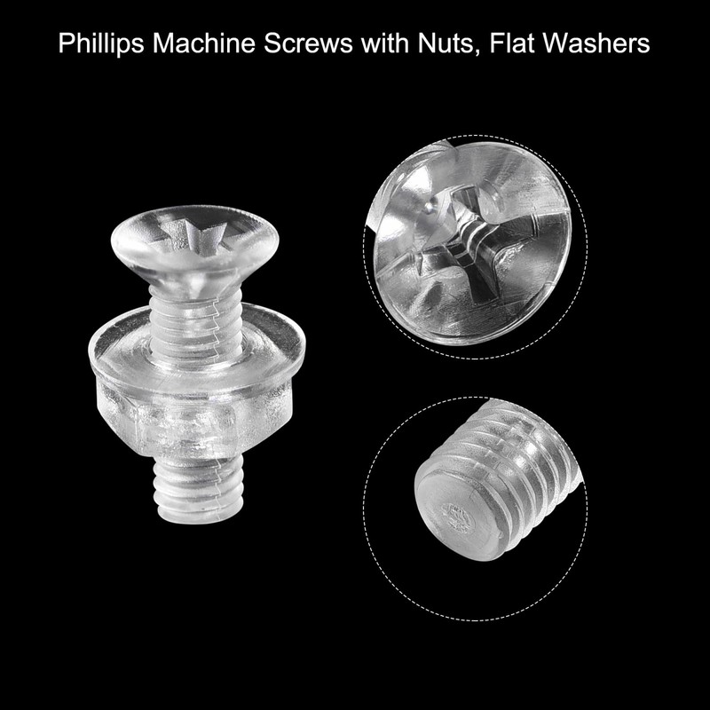 sourcing map M3 x 10mm Plastic Phillips Machine Screws with