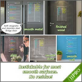 JJPRO Non-Magnetic Clear Weekly Planner & to Do List for Fridge, 8.5"x13" Dry Erase to Do List WhiteBoard,Reuasble Weekly Calendar for Refrigerator,Cabinet,Wall&Glass, All Smooth Surfaces