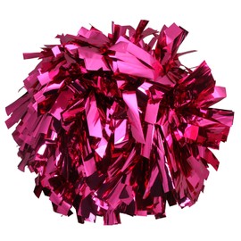 Metallic Cheerleader Cheerleading Pom Poms 6 inch 1 Pair 2 Pieces (Pink)
