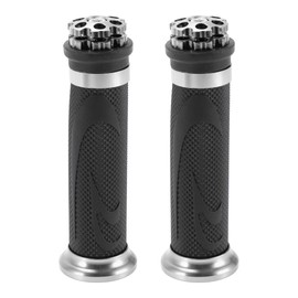 Motoforti 7/8" 22mm 15/16" 24mm Universal Motorcycle Hand Grips Cover Rubber Aluminum Alloy Handlebar Grips for Motorcycle Scooter Black Silver Tone 1pair