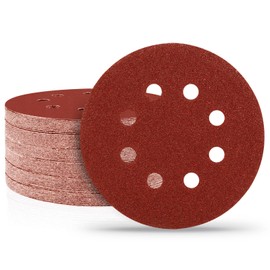 Huopueit 120 PCS 5 Inch Sanding Discs 60 Grit, 8 Hole Aluminum Oxide Hook and Loop Round Sandpaper for Random Orbital Sander