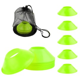 XIHIRCD 25pcs Soccer Cones for Training, Mini Small Football Flexible Agility Disc Cones with Mesh Bag for Kids Basketball Practice Equipment Skating and Other Sports Games (Fluorescent Green)