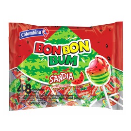 Colombina Bon Bon Bum Lollipops Watermelon Flavor, 48 Count (Pack of 1)