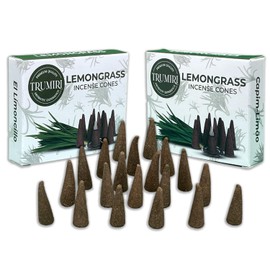 TRUMIRI Lemongrass Incense Cones - Total 20 Cone Incense - Dual Pack of 10 Insence Cones - Incense Cones Scented - Cone Incense Scents - Insense Cones - Incent Cone