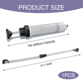 Jewkot 1 PC Manual Automotive Fluid Extraction Pump with Hose, 200CC Power Steering Transmission Automotive Brake Oil Pump with Gasket, Replacement Accessories, for Most Car Models (Transparent)