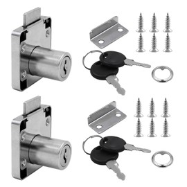 2 Alloy Drawer Locks with Keys, Includes 2 Locks and 12 Stainless Steel Screws, Cabinet Lock, Cam Lock, Suitable for Cabinets, Tables and Dressers etc.