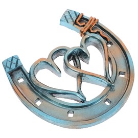 Kichvoe Cast Iron Horseshoe Wall Decor Heart Horseshoe Metal Wall Art Decor Western Rustic Style Horse Shoes Hanging Ornament For Farmhouse Indoor Outdoor Blue