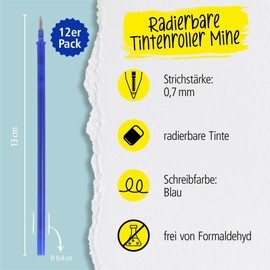 Online 12 x Erasable Refills Compatible with Legami Gel Pens MagiXX L I Blue 0.7 mm Line Width I Replacement Refill for Gel Pens Erasable I Refills for Gel Roller with Erasable Ink