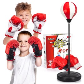 ShyLizard Kids Punching Bag Set with 2 Boxing Gloves, Adjustable Stand, Gifts for Boys & Girls Aged 5-10