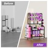 All-in-One Dumbbell Rack with Lockable Wheels,Mobile Fitness Equipment Organizer Stand