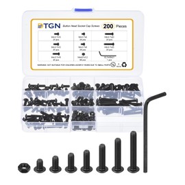DTGN 200Pcs M4-0.7x6/8/10/12/16/20/25mm Button Head Socket Cap Screws - Carbon Steel Bolt Nut Set Washer Assortment Kit & Wrench - Good for Road Bicycle, Mountain Bike, Auto