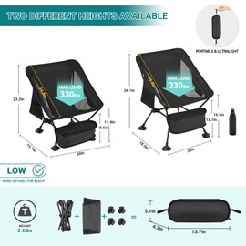 ATEPA Backpacking Chair, Ultralight Folding Portable Small Camping Chairs for Adults Compact Foldable Beach Seat with Anti-Sinking Feet & Aluminum Frame for Outdoor Hiking Travel Fishing