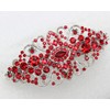 Faship Red Floral Crystal Hair Barrette Clip - Red