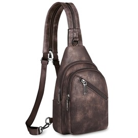 SYTRAH Sling Bag for Women, Crossbody Bags for Women Trendy Fanny Pack Crossbody purse Vegan Leather Sling Backpack Mocha Cofee