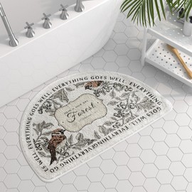 vctops Half Circle Bathroom Rugs Floral Print Soft Absorbent Microfiber Bath Rugs Non Slip Quick Dry Bath Mats for Bathroom Floor, Tub and Shower, Home Decor Accessories (Half Round Floral D,16"x24")