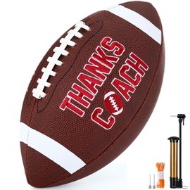 Soulchen 1 Set Coach Gifts Size 9 Embroidered Football with Pump & 2 Needles Net Bag 12inch Regulation Ball with Textured Grip Football Lovers Gift for Practice Training